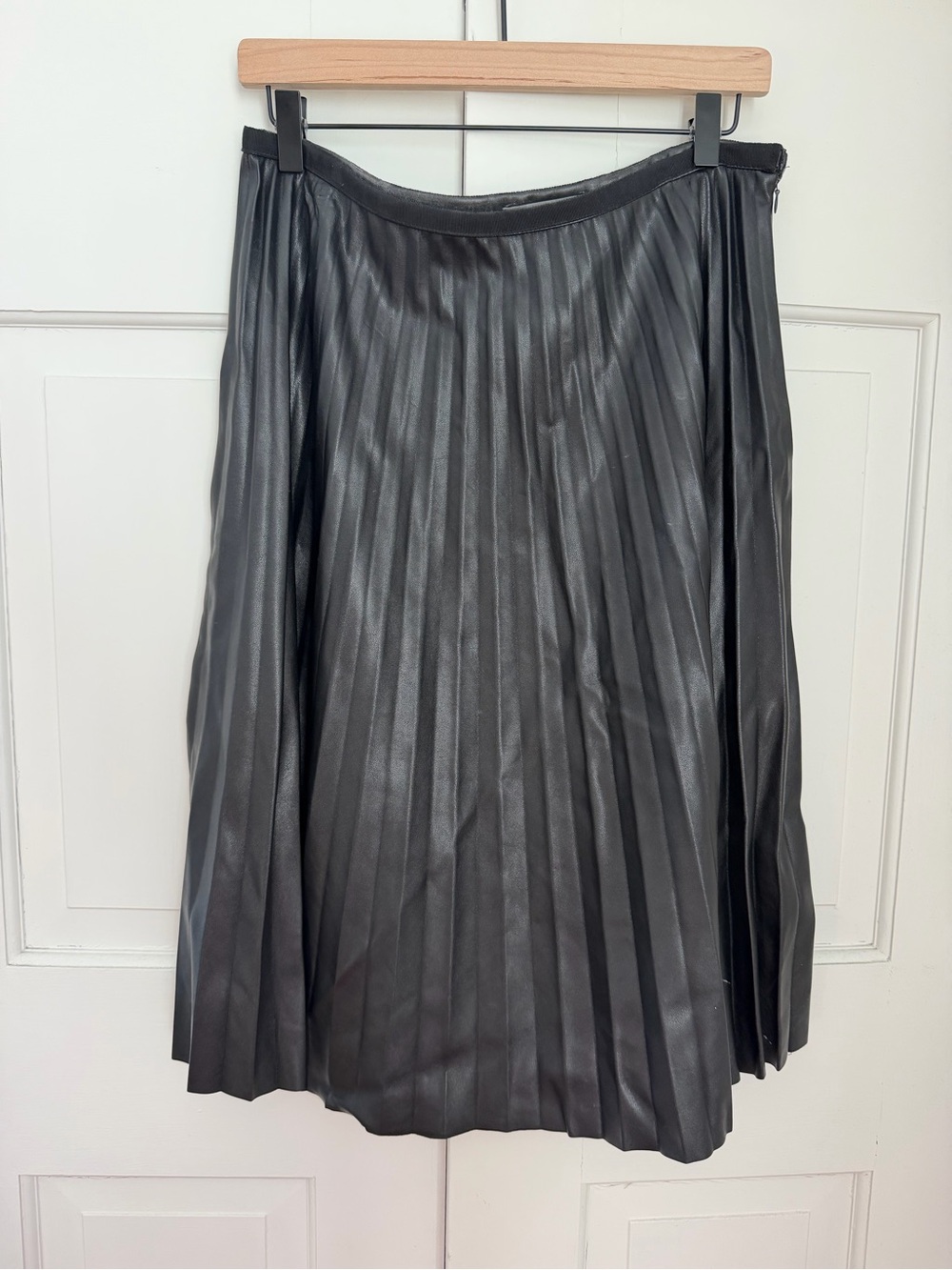 Matty M Black Pleated Faux Leather Skirt